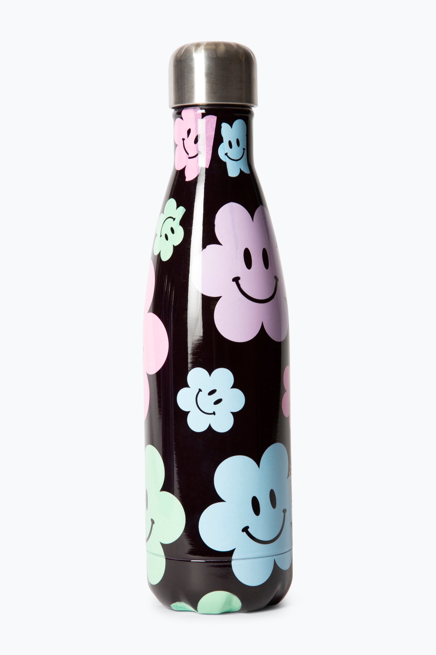 Hype Girls Black Happy Flowers Thermal Water Bottle