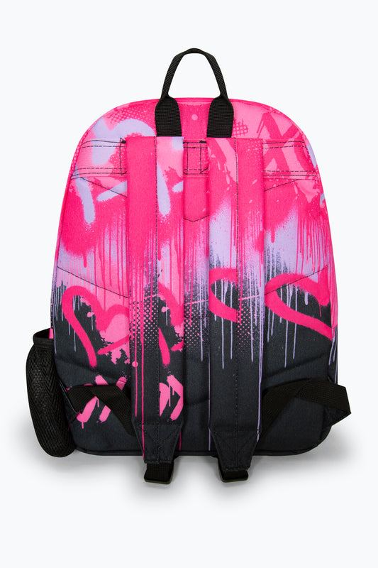 HYPE PINK HEART DRIPS BACKPACK WITH WATER BOTTLE HOLDER