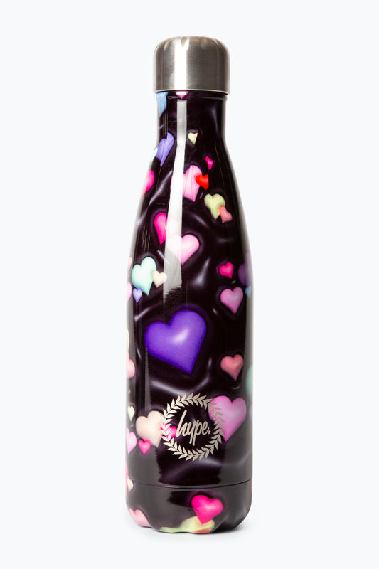 Hype Girls Black 3D Hearts Thermal Water Bottle