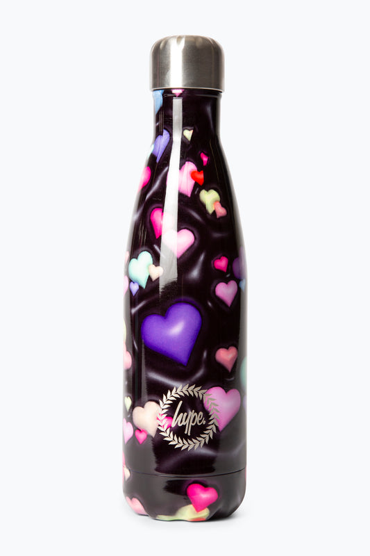 HYPE GIRLS BLACK 3D HEARTS THERMAL WATER BOTTLE