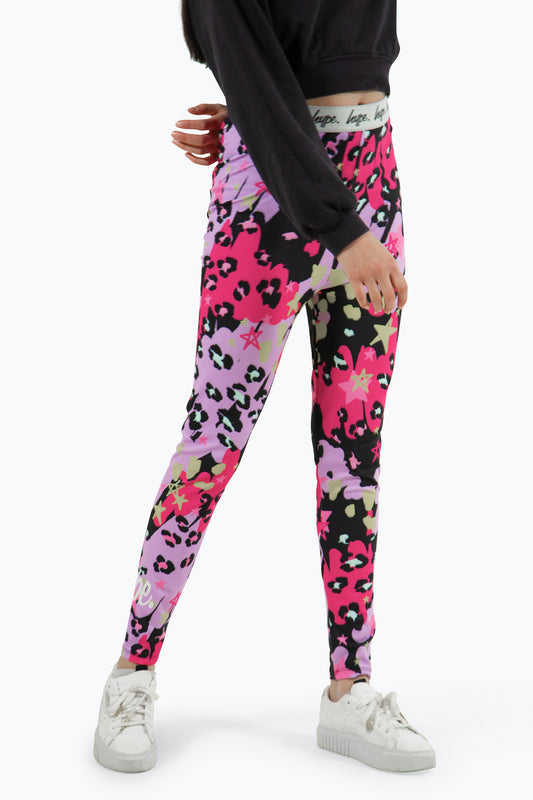 Hype Girls Multi Leopard Doodle Leggings