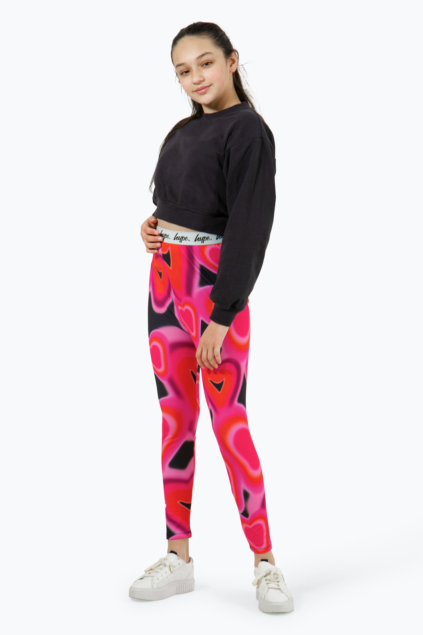 Hype Girls Pink Spray Heart Leggings