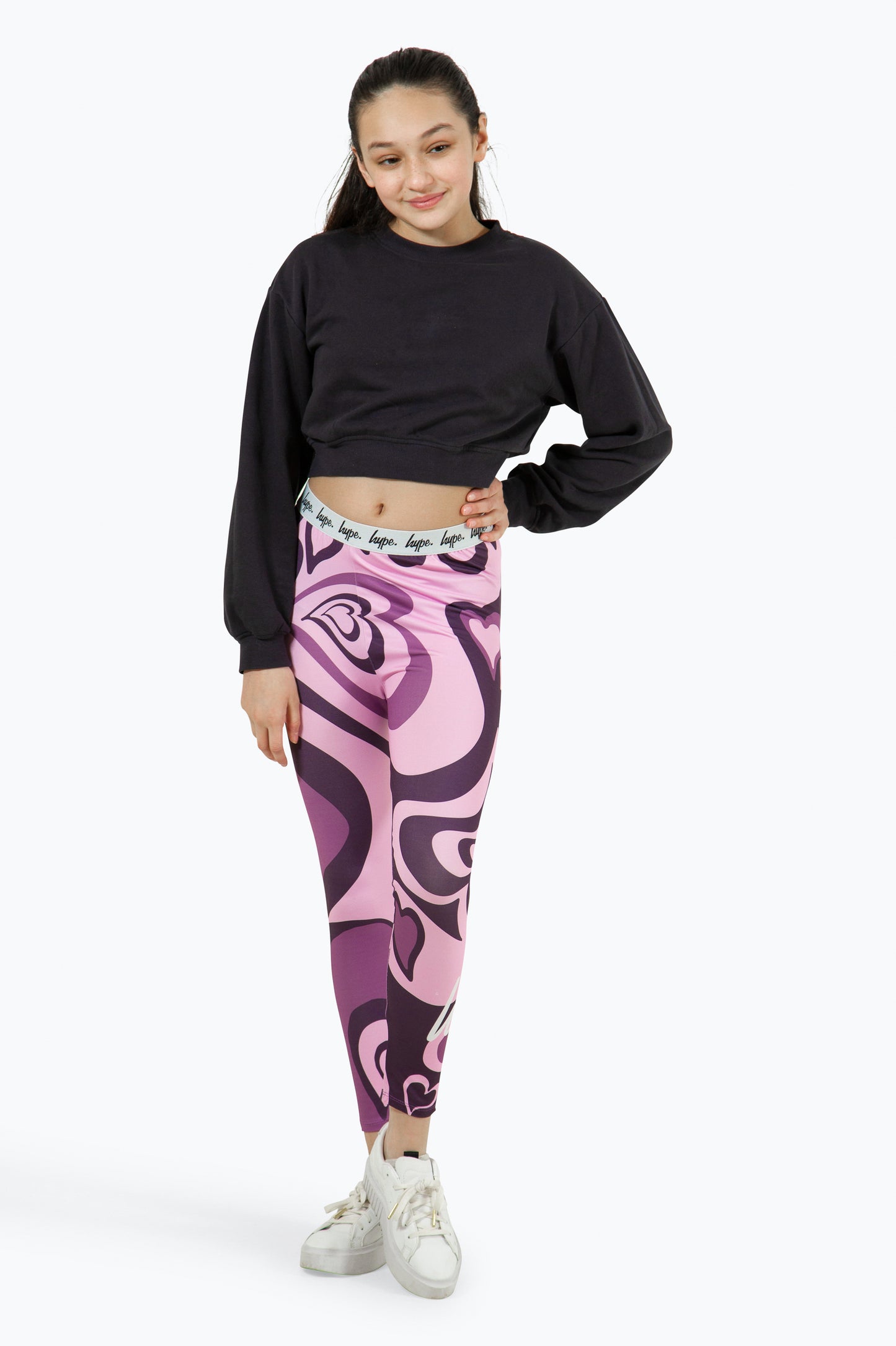 Hype Kids Pink Swirl Heart Leggings