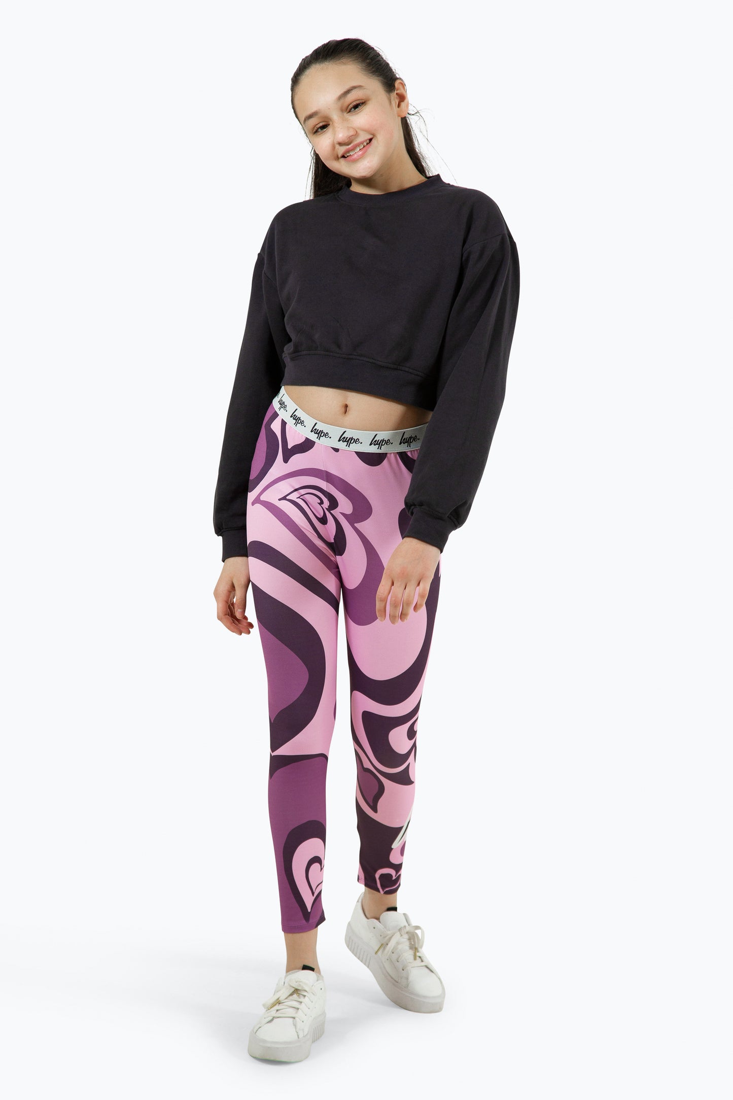 Hype Kids Pink Swirl Heart Leggings