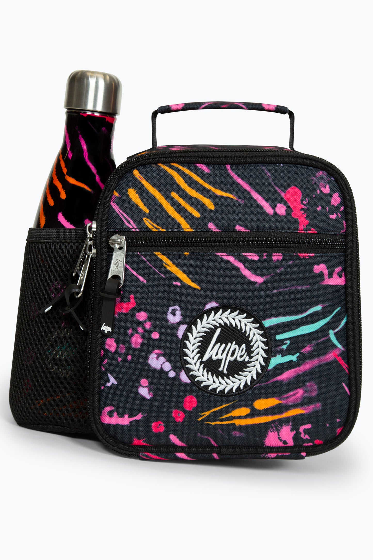 Hype Girls Black Animal Print Lunch Box with Bottle