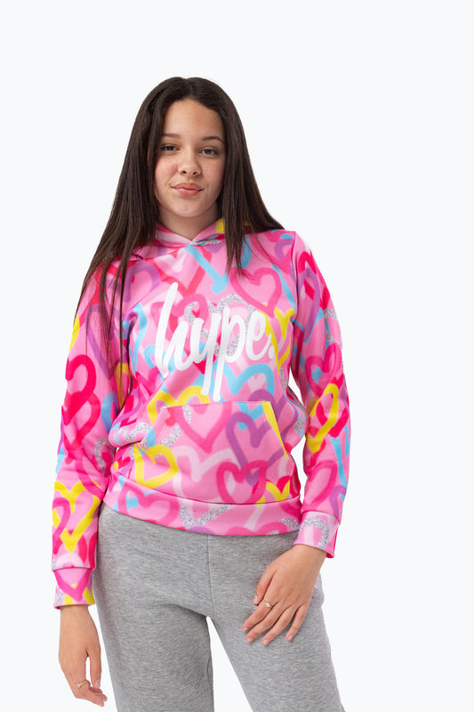 Hype Pink Graffiti Hearts Hoodie