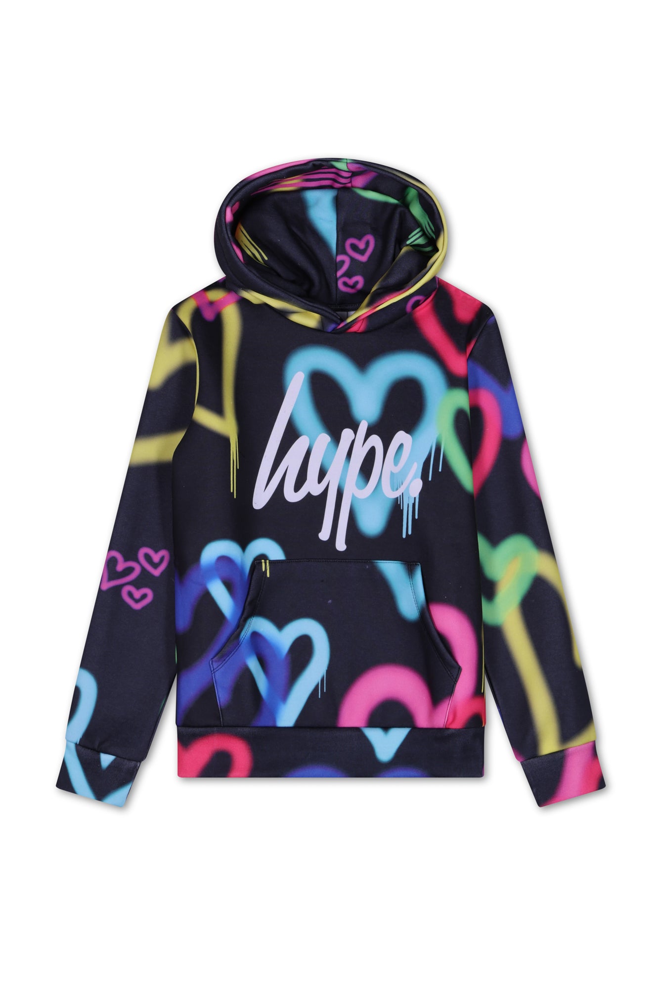Hype Girls Black Graffiti Hearts Hoodie