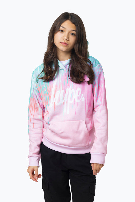 Hype Girls Multi Mint Pink Drips Hoodie