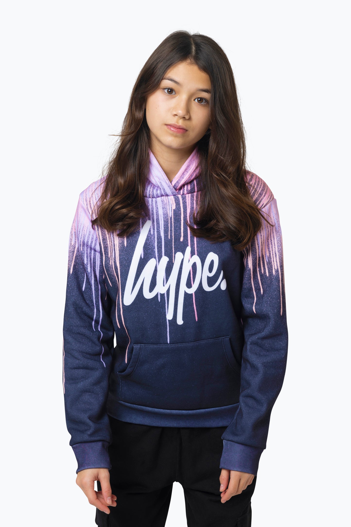 Hype Girls Multi Dark Pastel Drips Hoodie