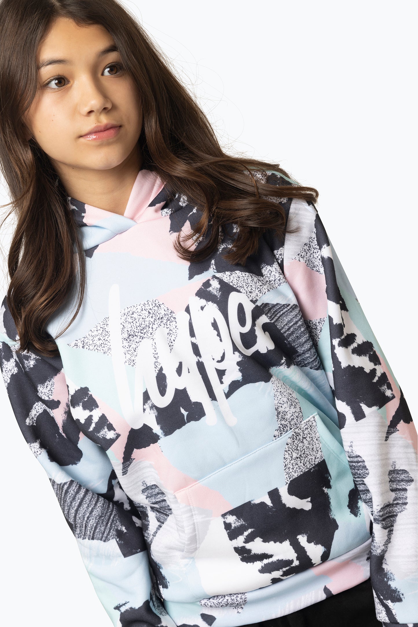 Hype Girls Multi Pastel Abstract Hoodie