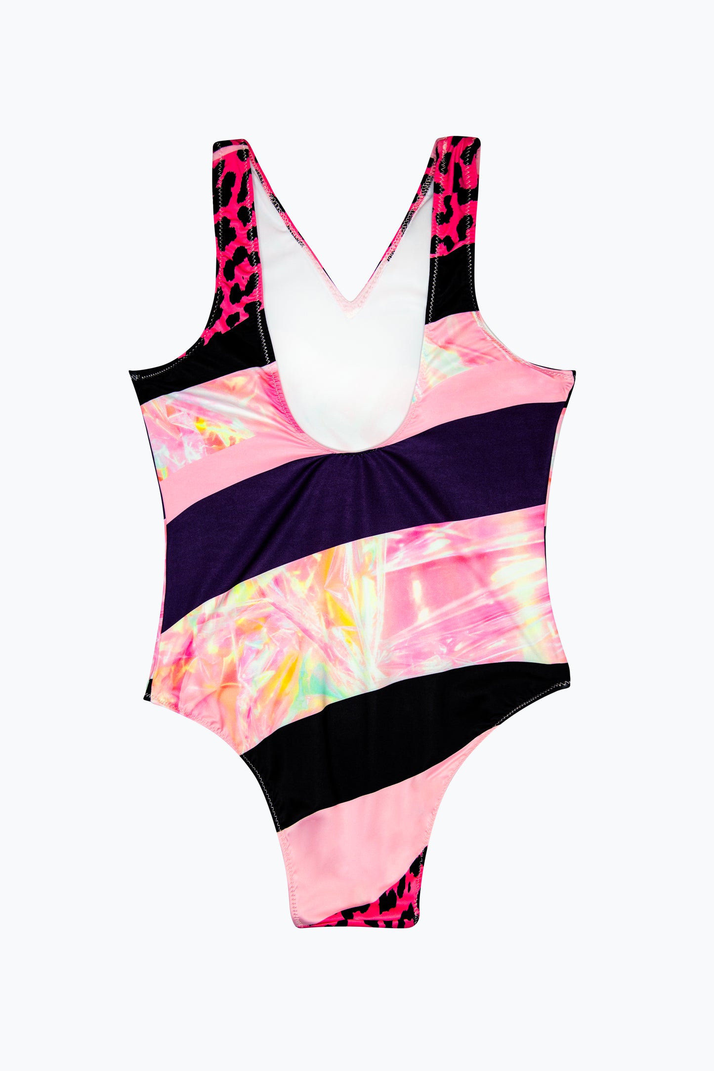 Hype Girls Multi Dark Pink Stripe Swimsuit