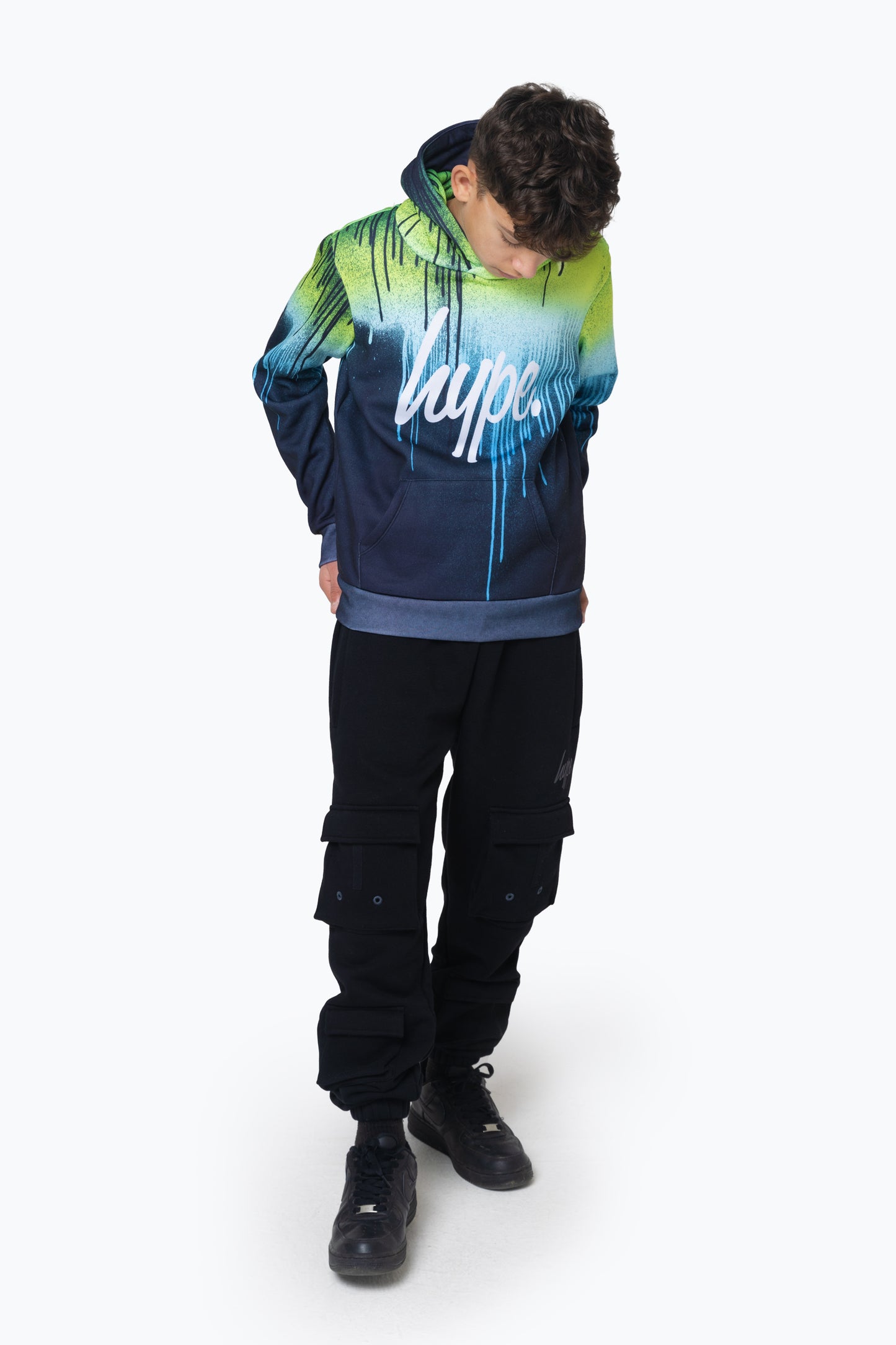 Hype Boys Multi Green Blue Drips Hoodie