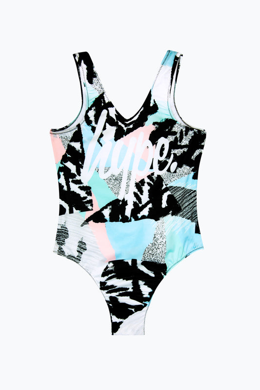 HYPE GIRLS MULTI PASTEL ABSTRACT SWIMSUIT