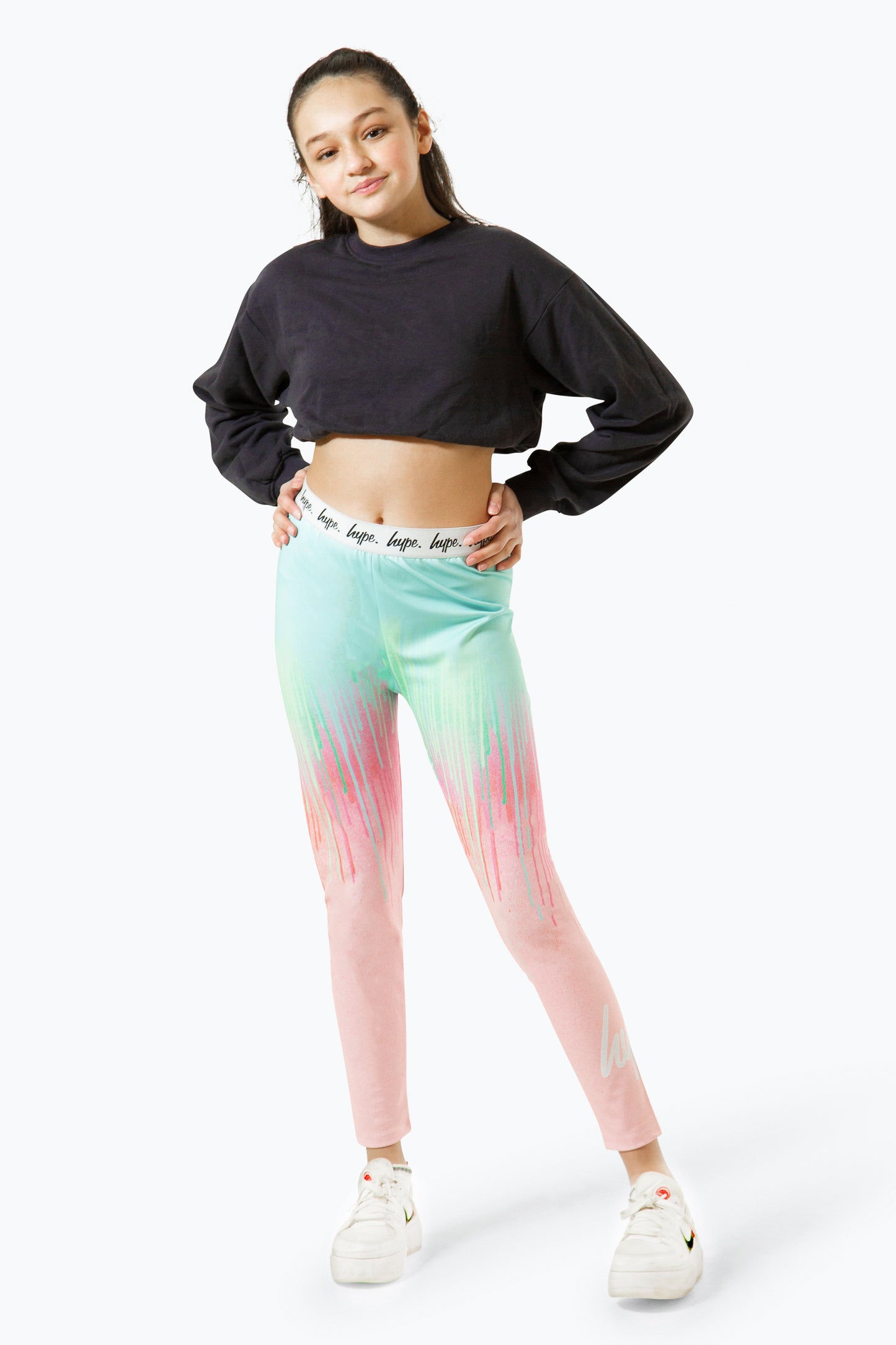 Hype Girls Multi Mint Pink Drips Leggings