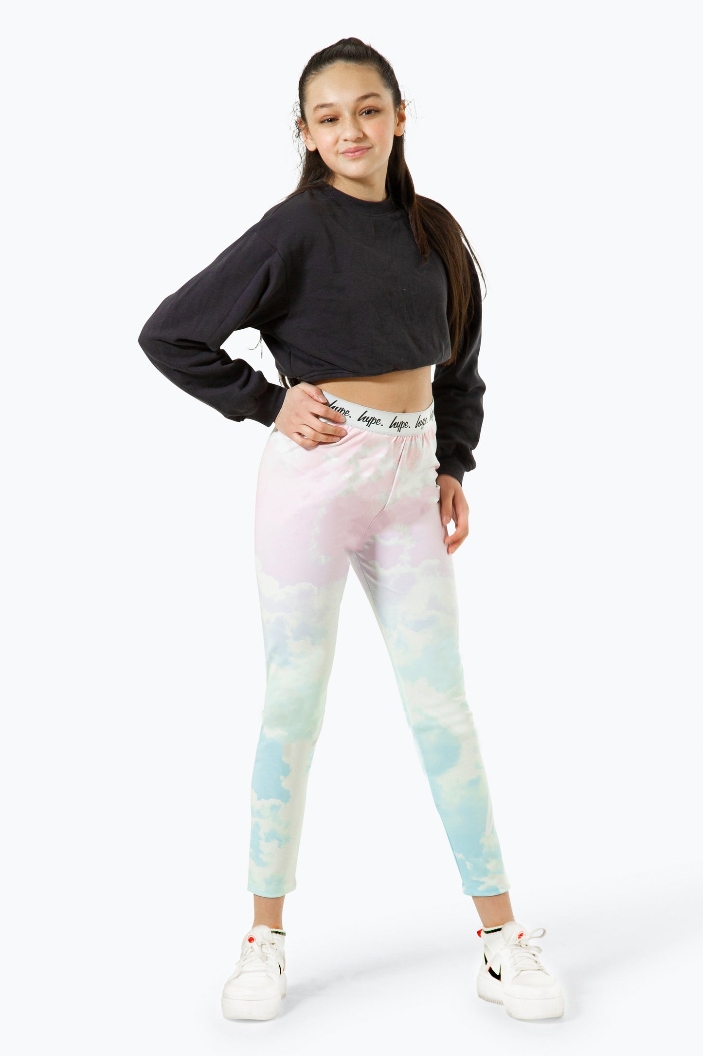 Hype Girls Multi Pastel Clouds Leggings