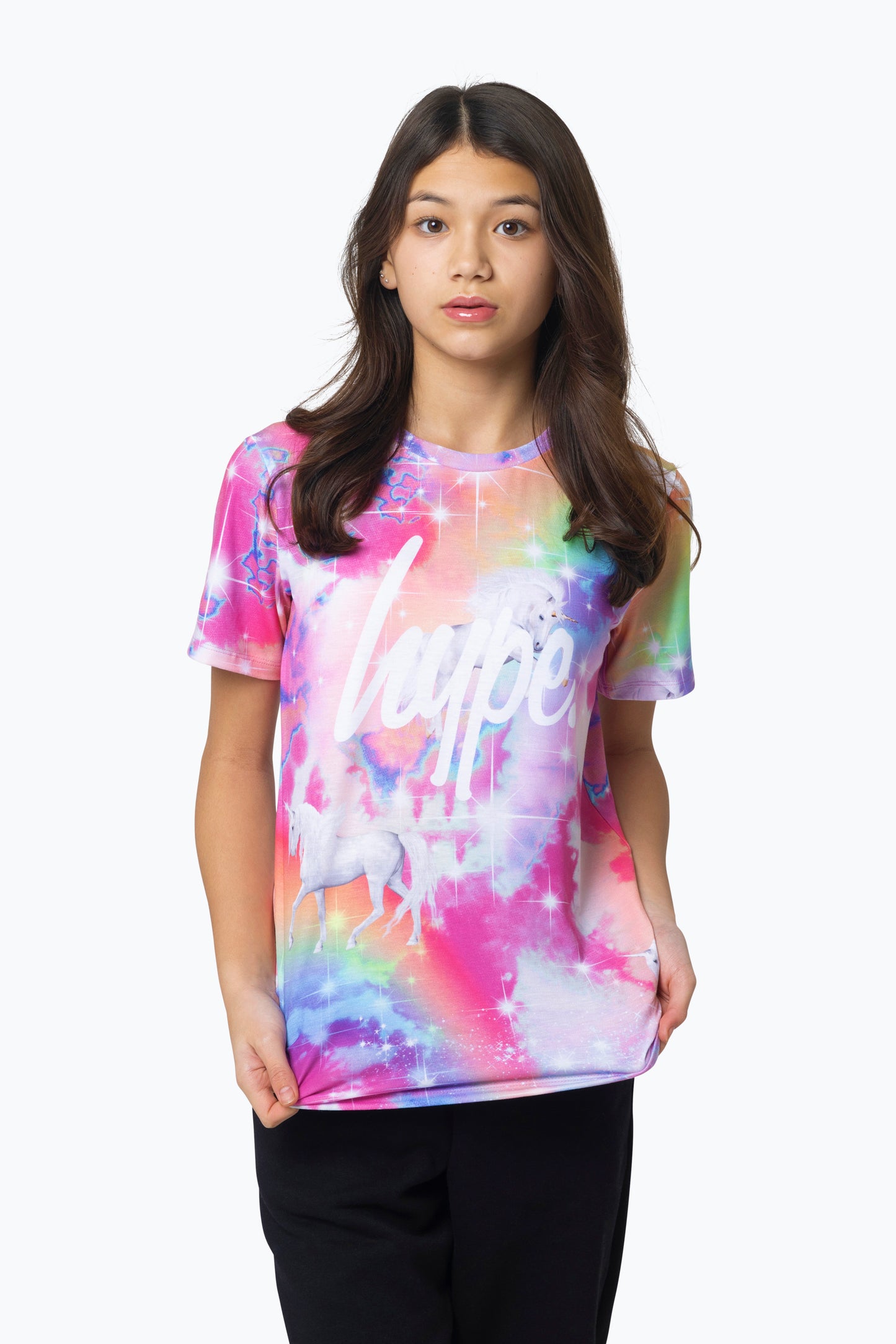 Hype Girls Multi Rainbow Unicorn Sparkle T-Shirt