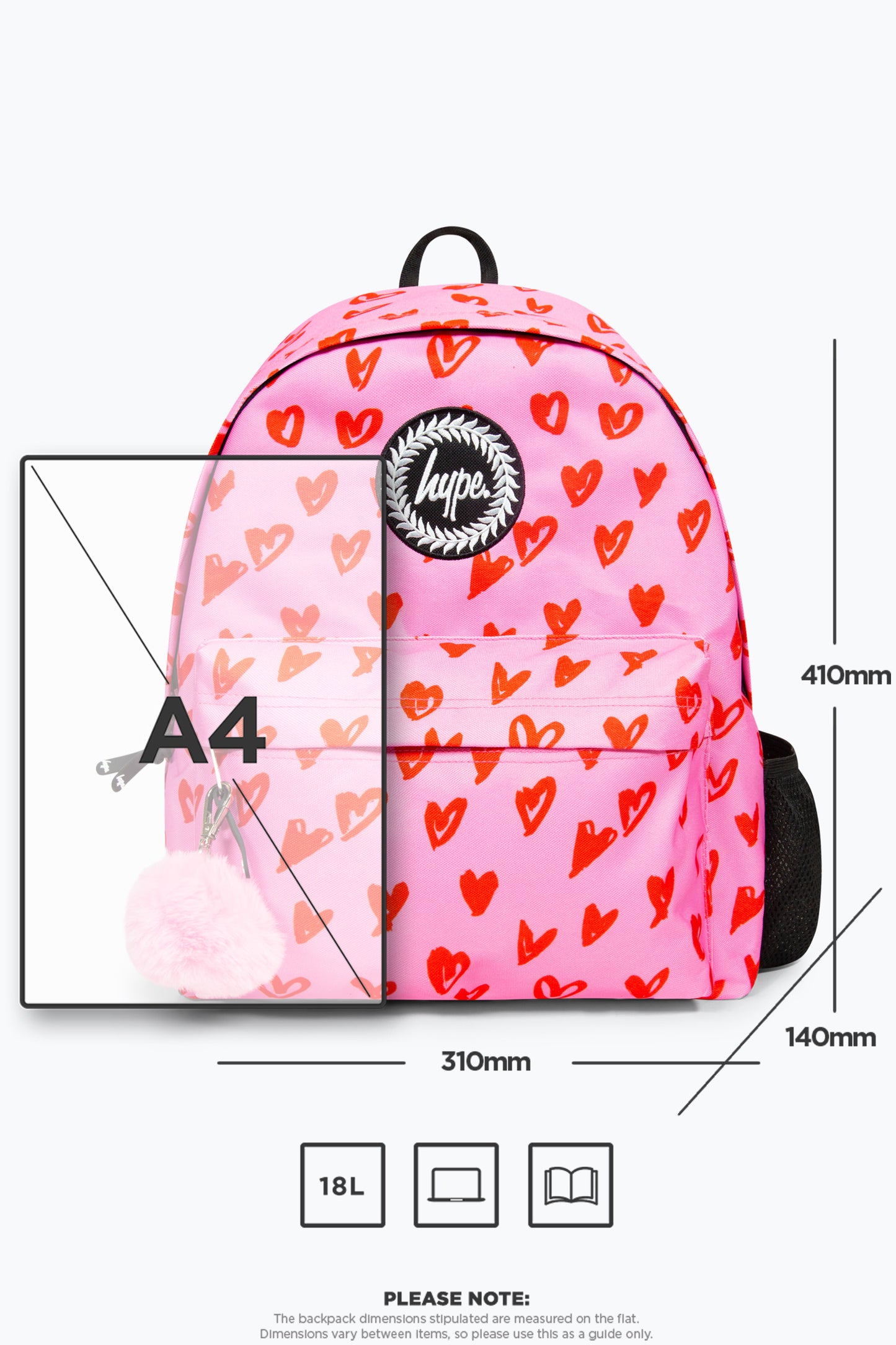 Hype Girls Iconic Scribble Hearts Pink Backpack