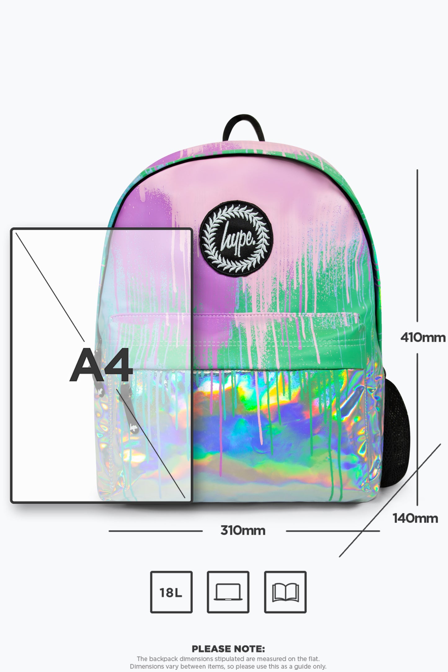 Hype Iconic Pink/Teal Holo Drips Girls Backpack