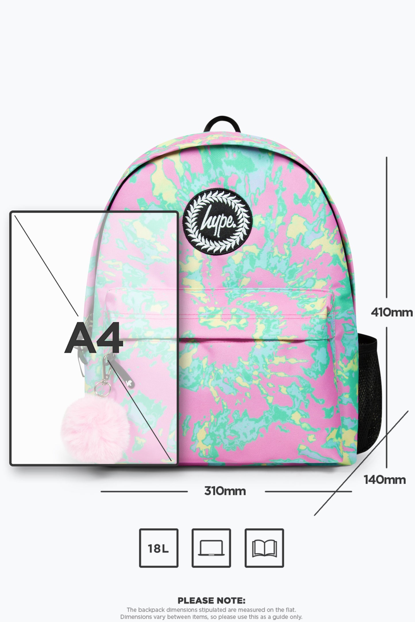 Hype Girls Iconic Pink/Mint Green Pastel Iconic Tie Dye Backpack