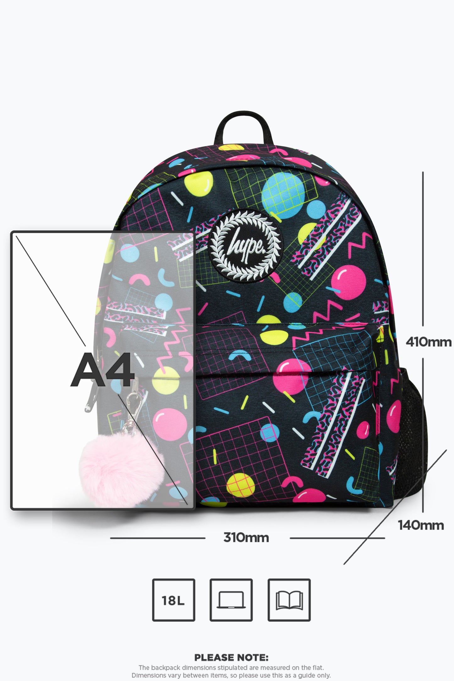 Hype Girls Iconic 90??????S Rave Black Backpack For School