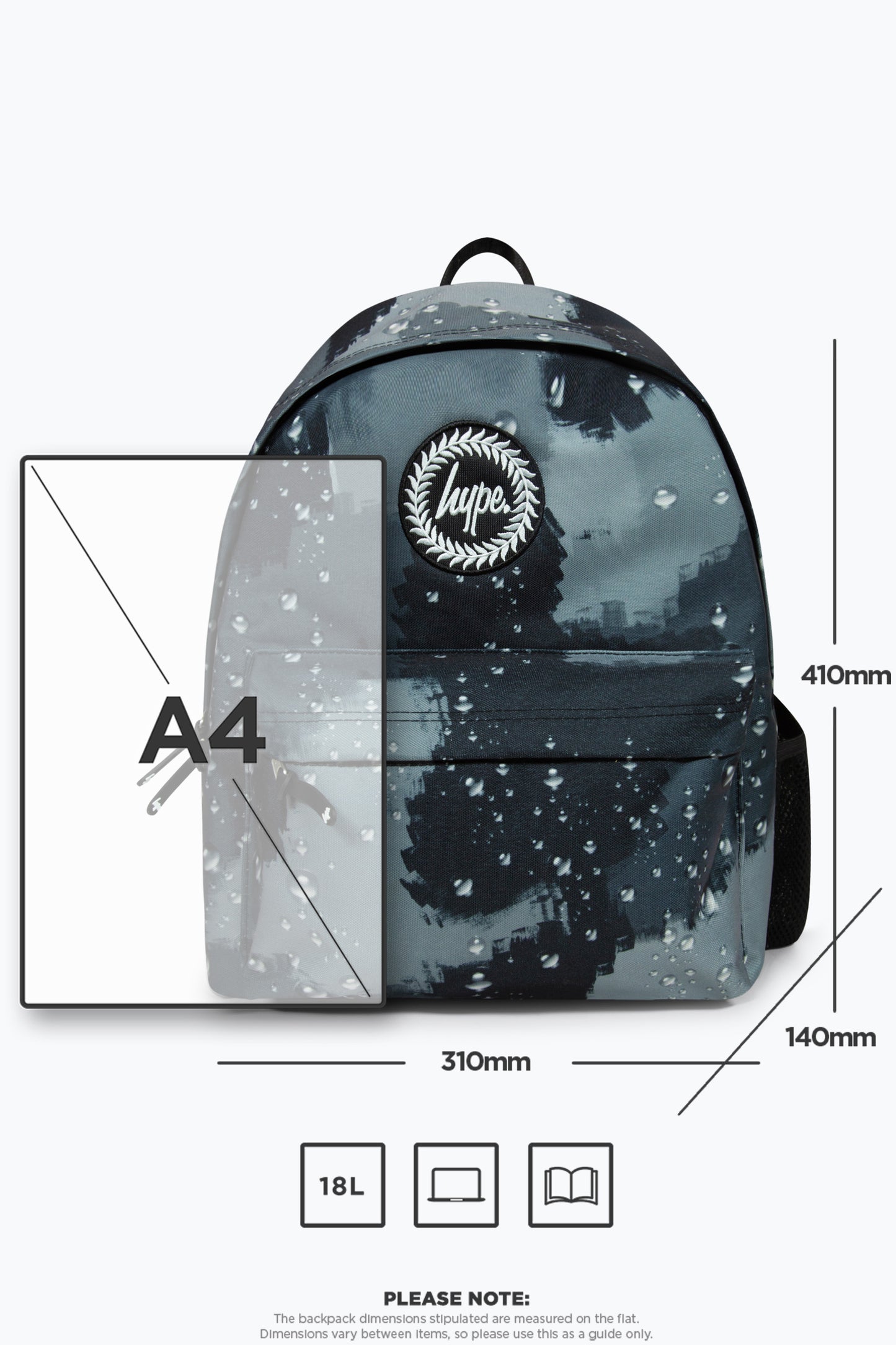 Hype Unisex Iconic Black Raindrop Camo Backpack