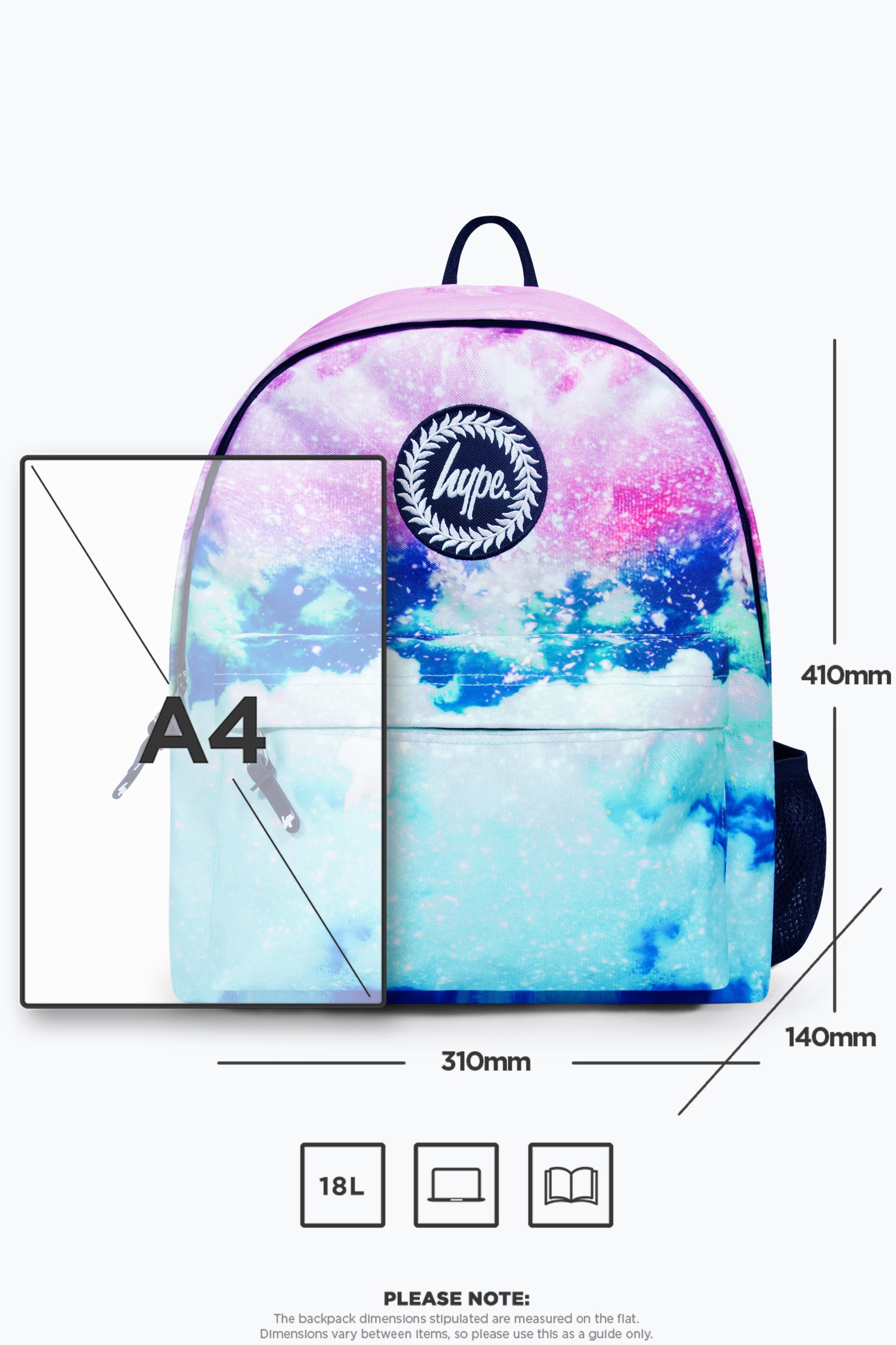 Iconic Pink Blue Glitter Skies Girls School Backpack Hype