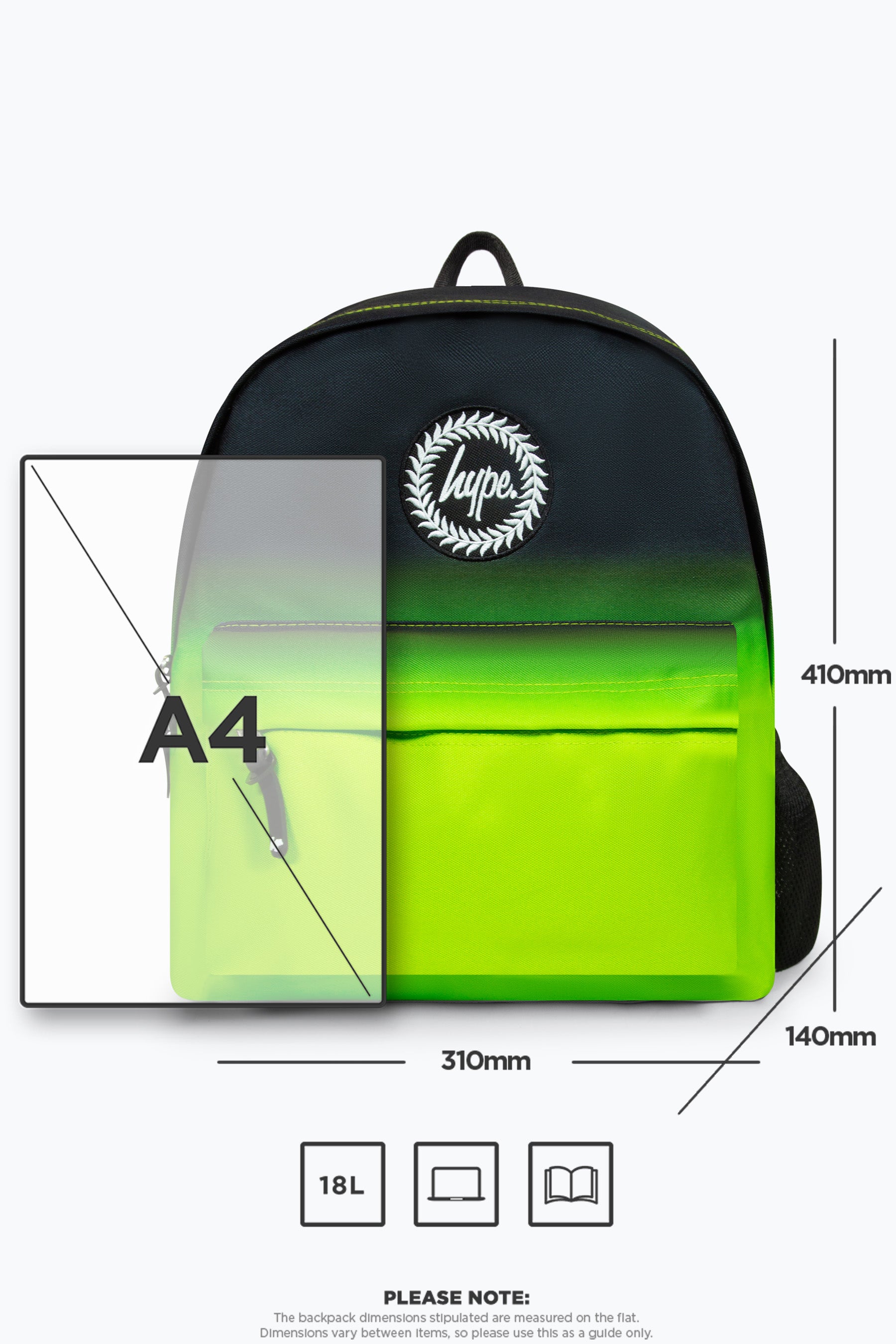 Boys Iconic Green Fade Neon Backpack For School Hype