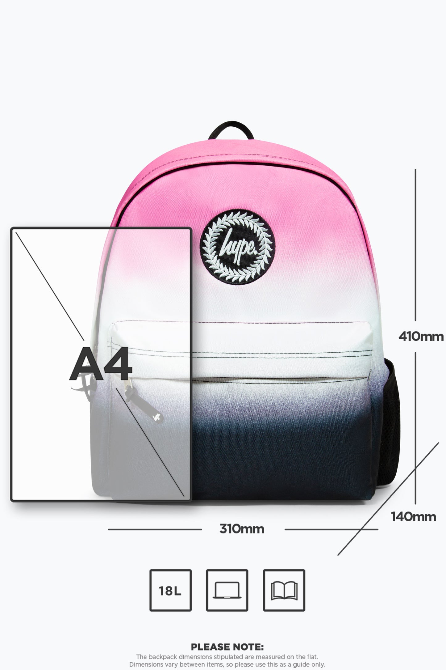 Hype Iconic Pink/White/Black Fade Girls Backpack