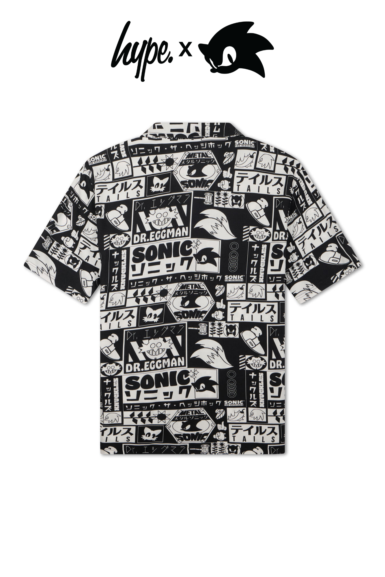 Hype x Sonic The Hedgehog™ Mens Black Retro Resort Shirt