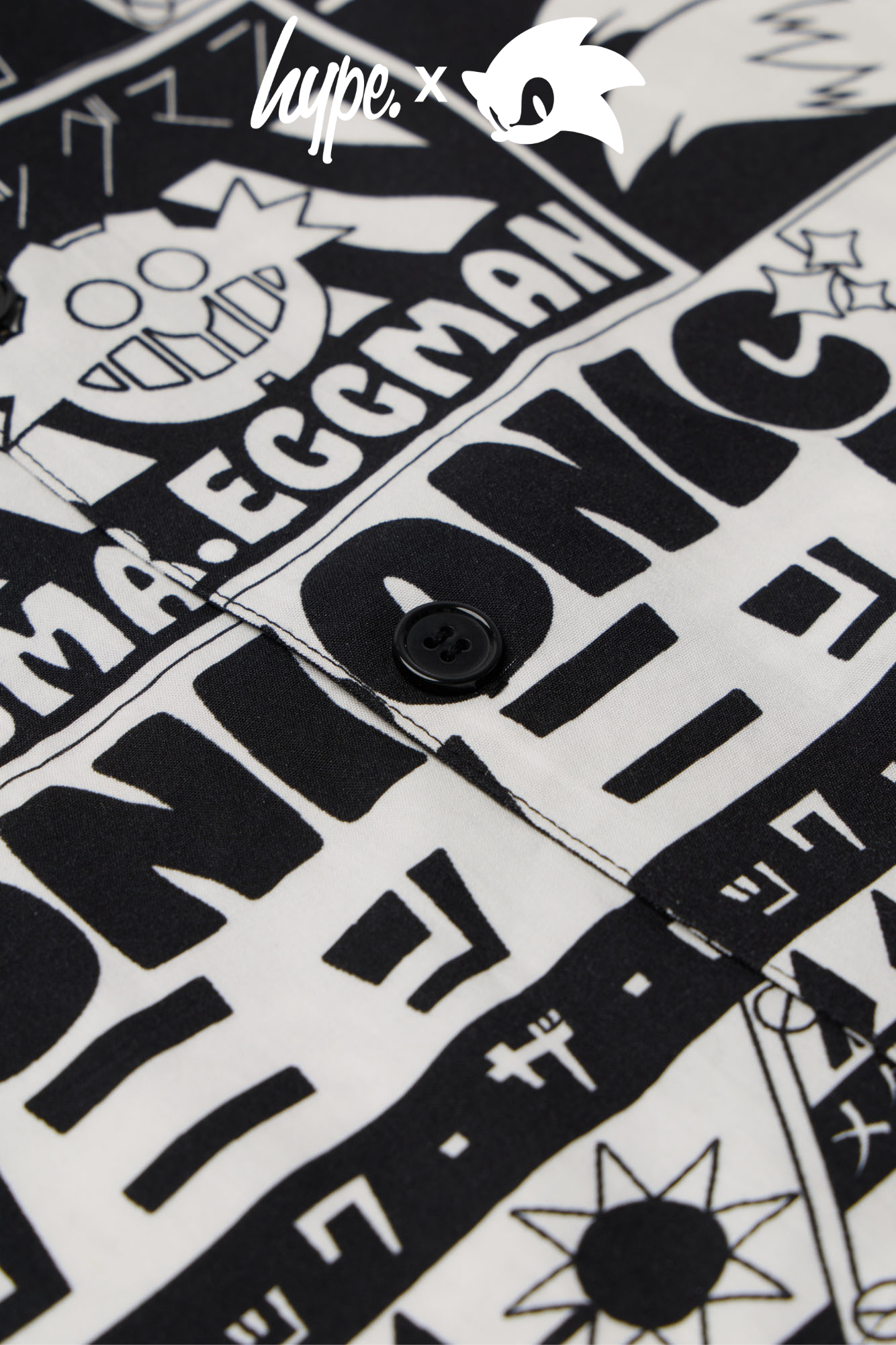 Hype x Sonic The Hedgehog™ Mens Black Retro Resort Shirt