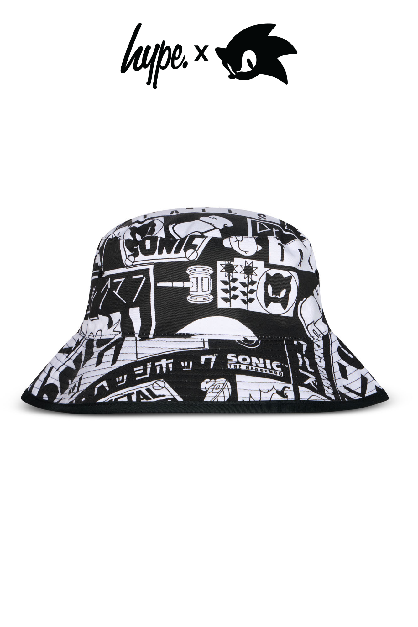 Hype x Sonic The Hedgehog™ Mens Black Retro Bucket Hat