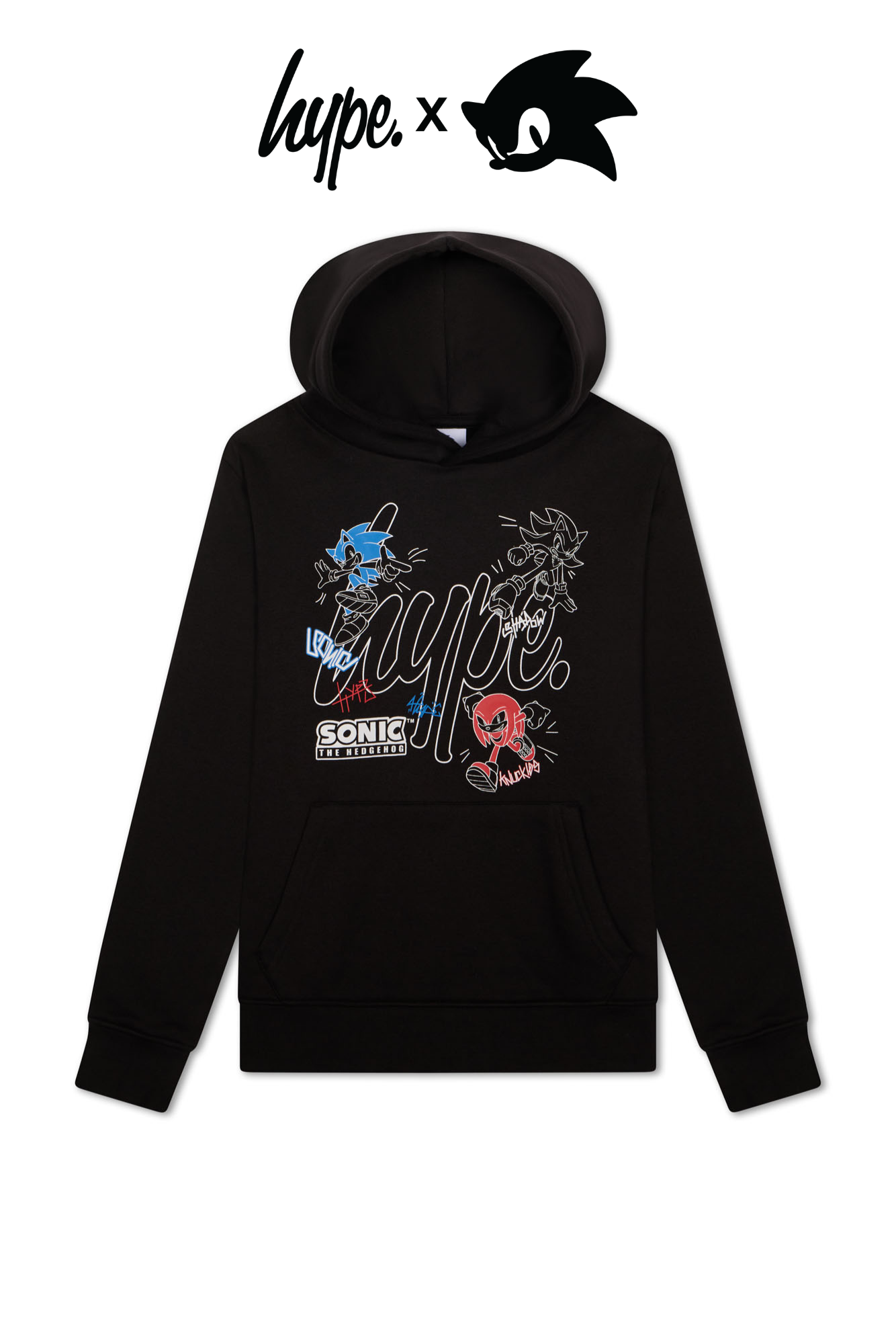 Hype x Sonic The Hedgehog™ Boys Black Sonic Stamp Hoodie
