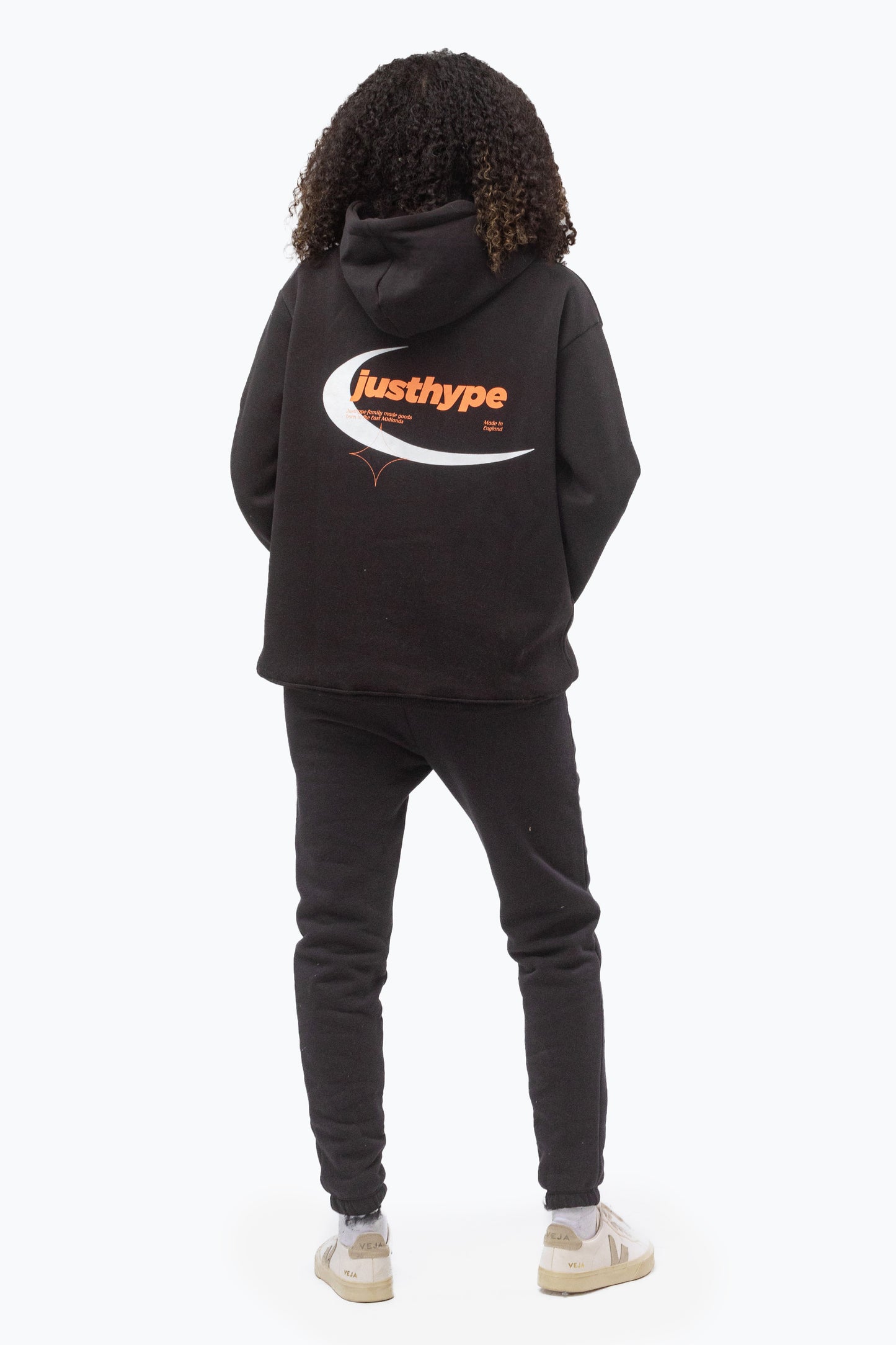 Justhype Womens Black Oval Cropped Hoodie