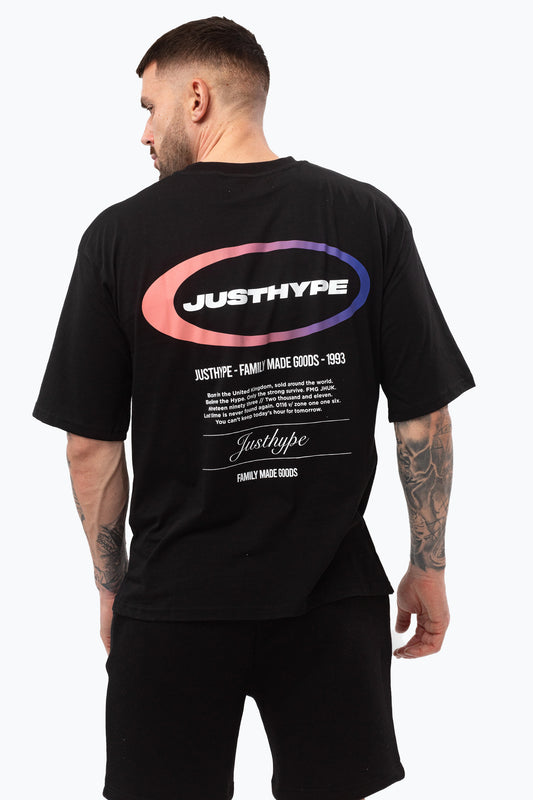 JUSTHYPE MENS BLACK OVAL T-SHIRT