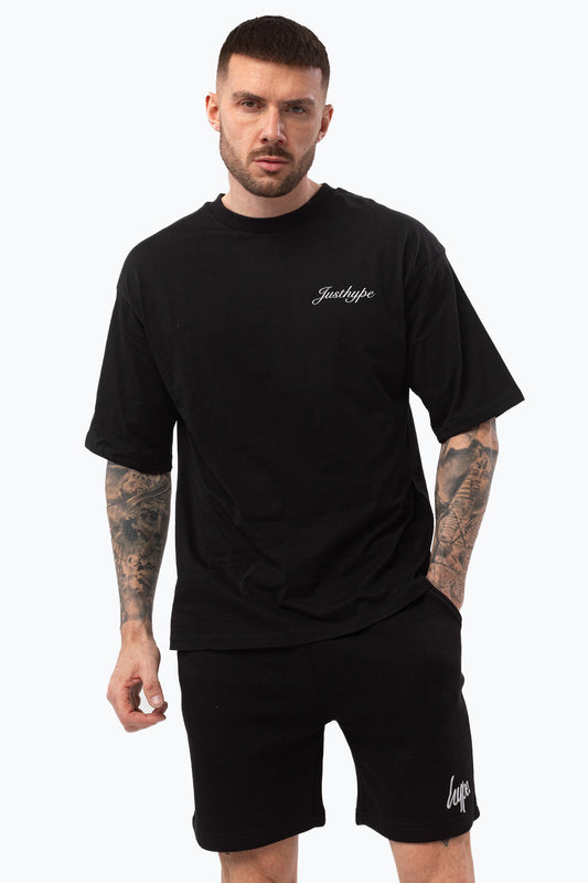 JUSTHYPE MENS BLACK OVAL T-SHIRT