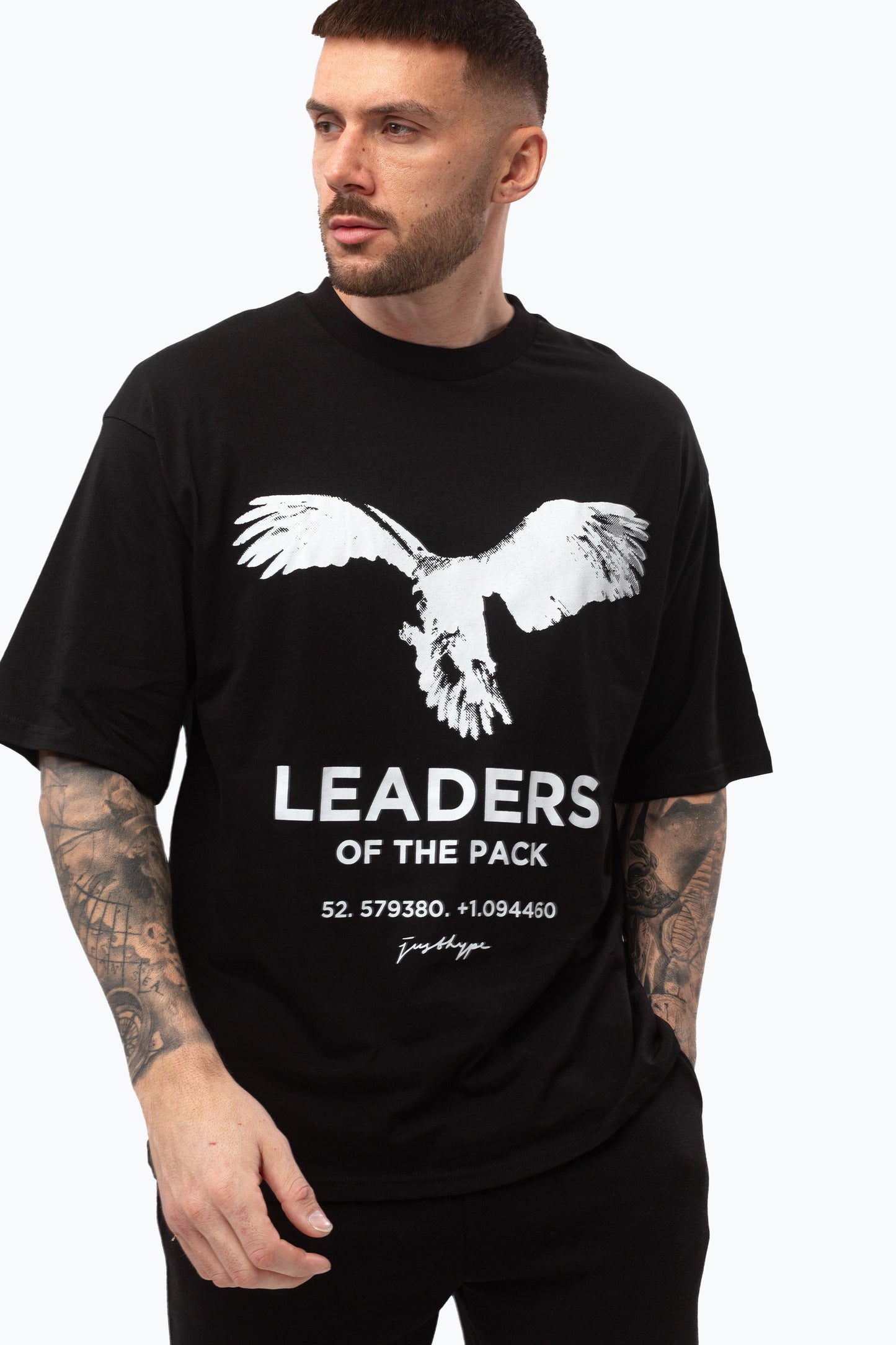 Justhype Mens Black Leaders T-Shirt