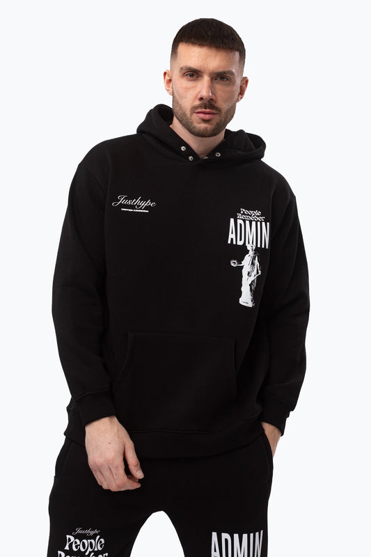 Justhype Mens Black Admin Hoodie