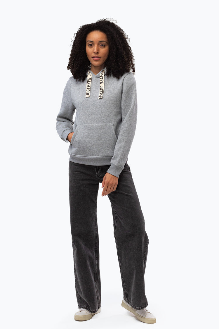 HYPE GREY DRAWCORD WOMEN'S PULLOVER HOODIE