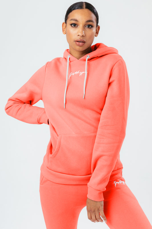 Hype Womens Coral Scribble Hoodie