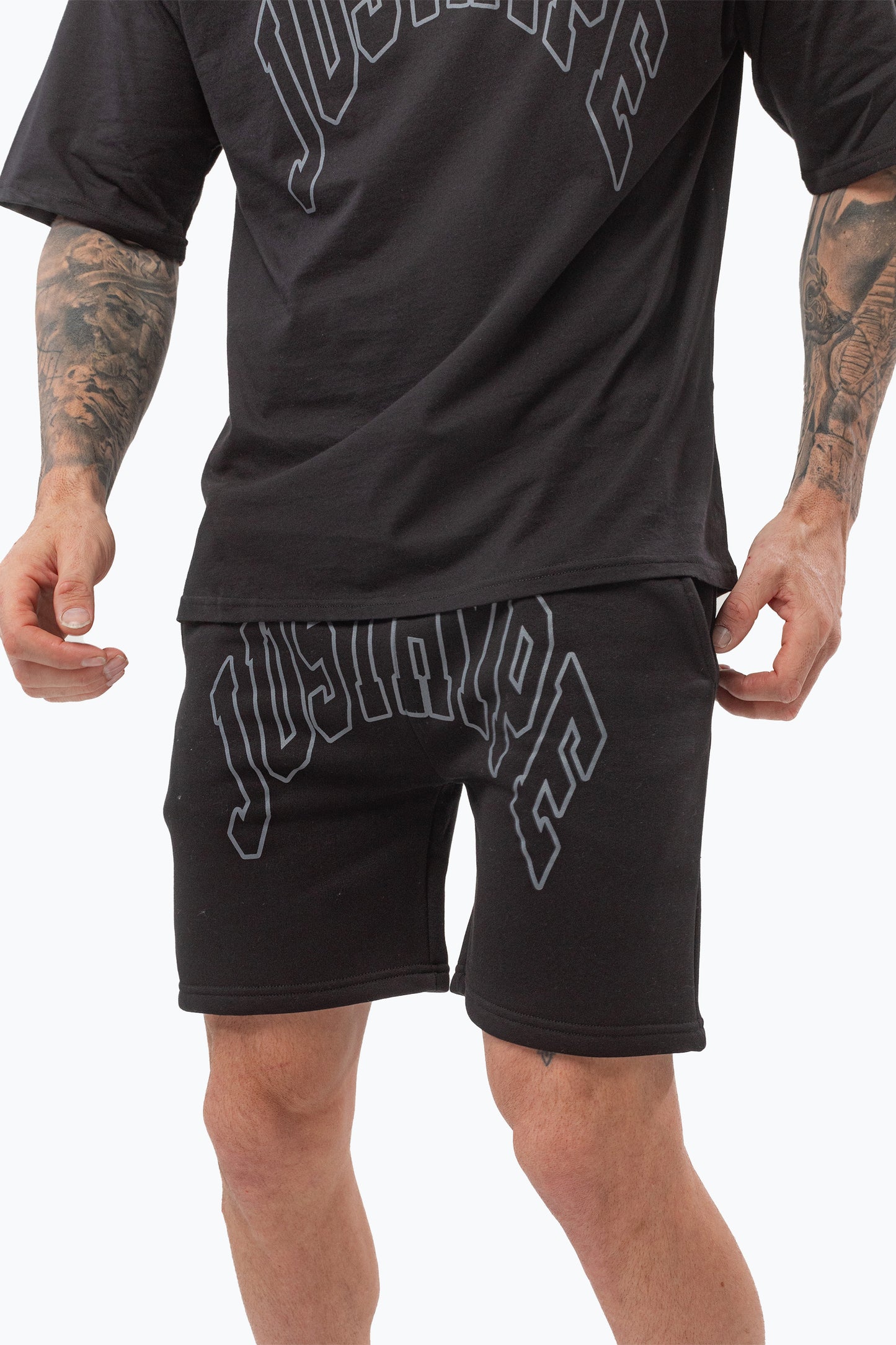 Black College Outline Shorts