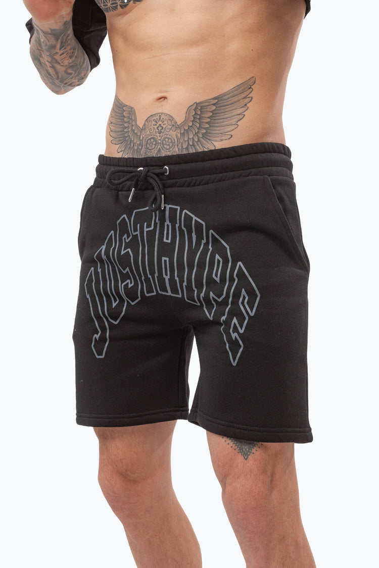 BLACK COLLEGE OUTLINE SHORTS