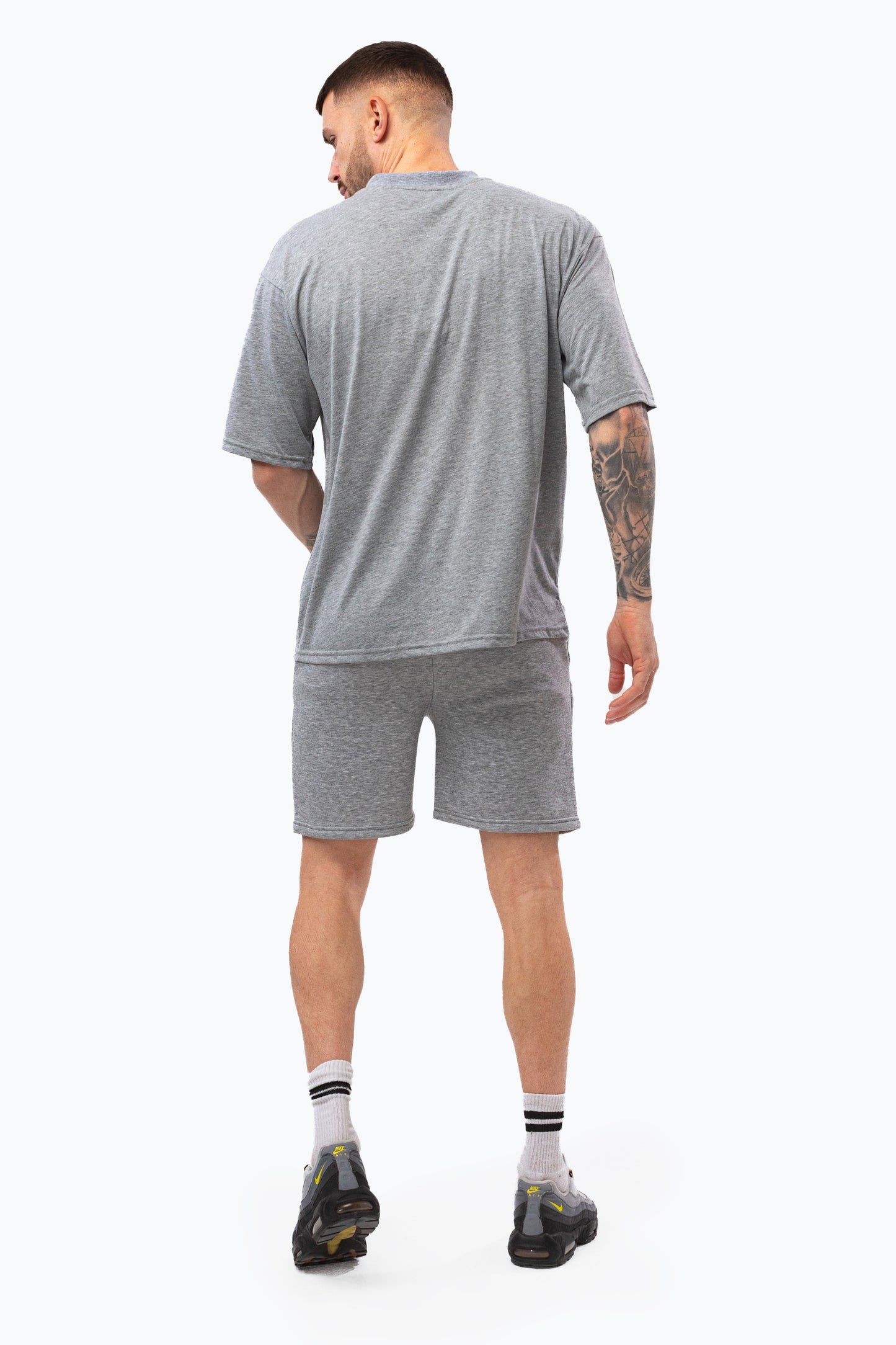 Justhype Mens Grey Marl College Outline Shorts