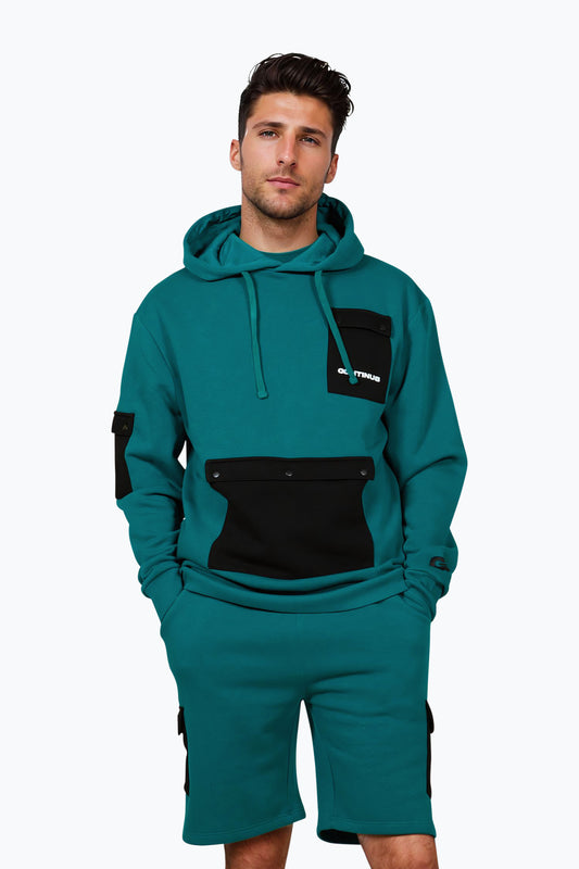 Continu8 Unisex Dark Teal Cargo Pocket Boxy Hoodie