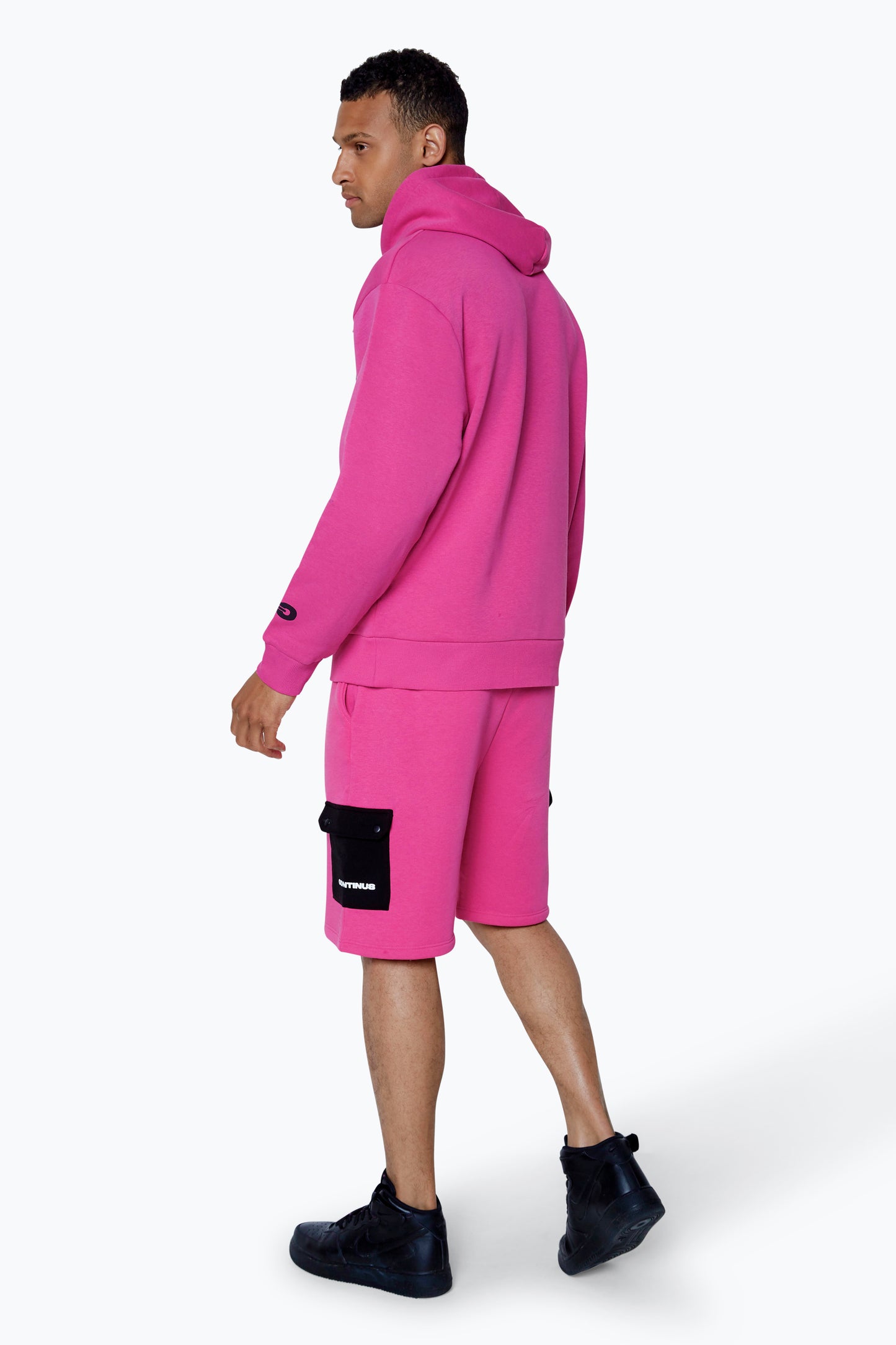 Continu8 Unisex Fuschia Cargo Pocket Boxy Hoodie