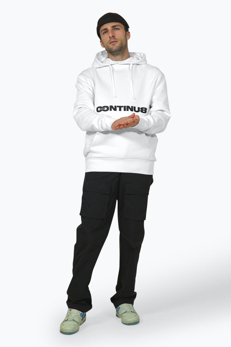 CONTINU8 WHITE LARGE CONTINUE HOODIE