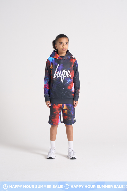 Hype Boys Black Constellation Hoodie & Shorts Set