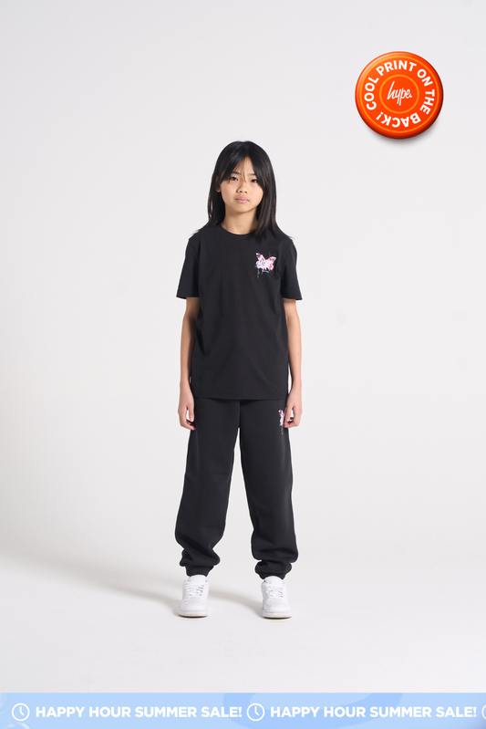 Hype Girls Black Butterfly T-Shirt