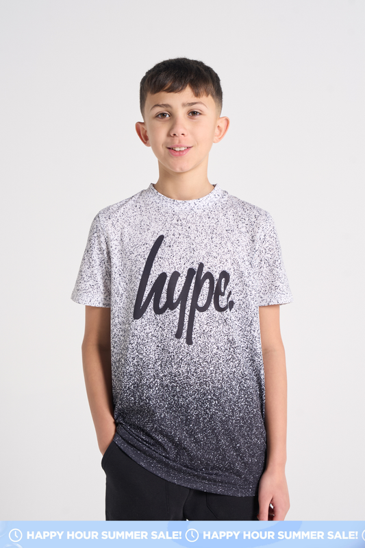Hype Boys Black/White Speckle Fade T-Shirt