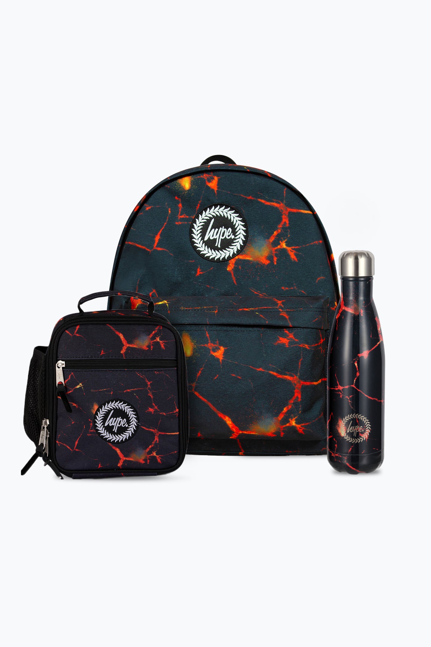 Hype Unisex Black Lava Backpack, Lunch Bag & Bottle Bundle