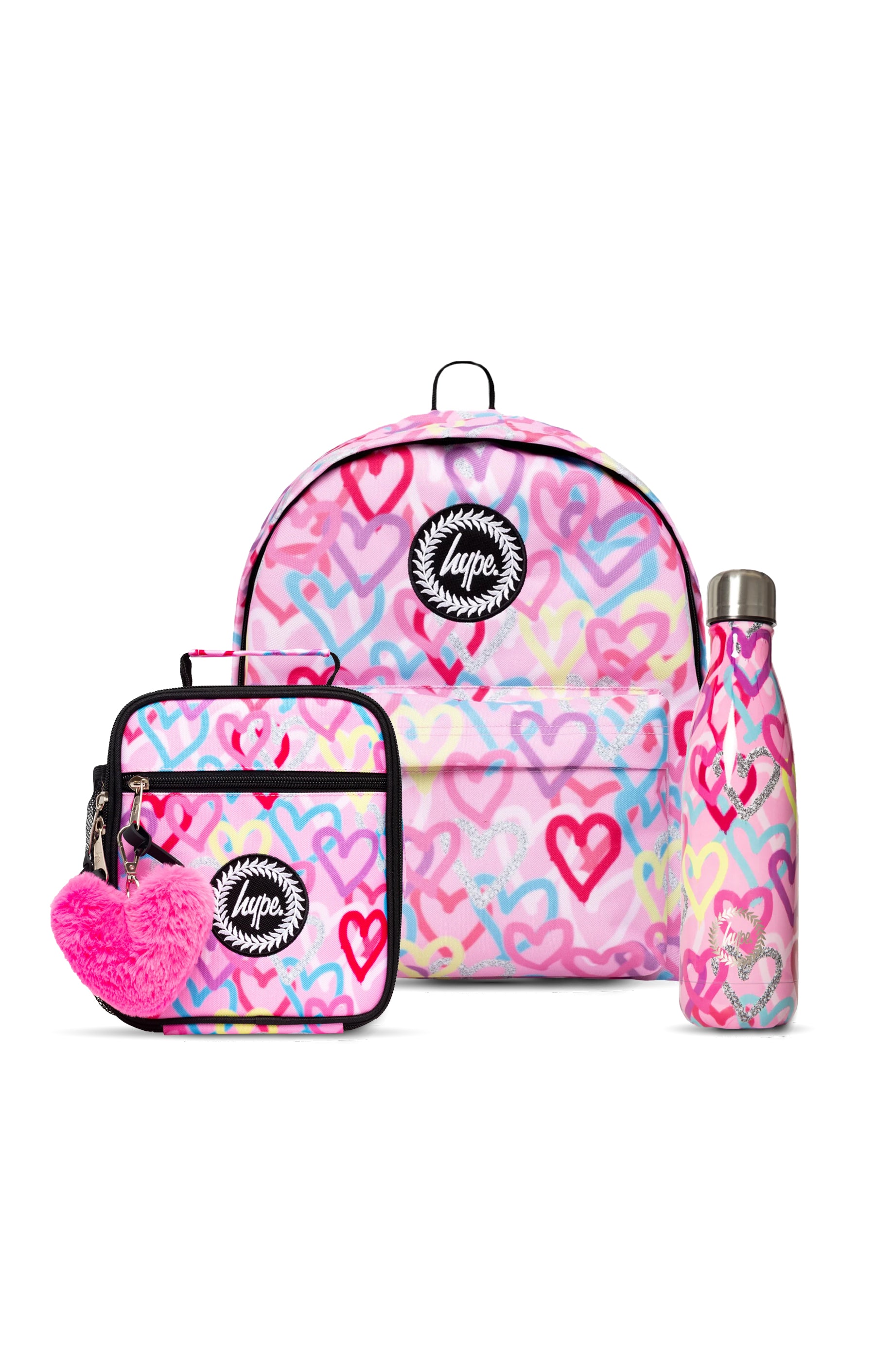 Graffiti Hearts Backpack Lunch Bag & Bottle Bundle